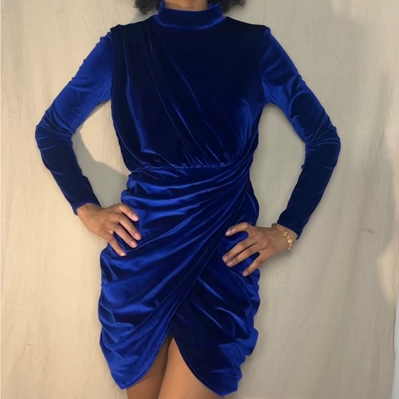 Navy Blue velvet dress from boohoo size 2 - Picture 1 of 2